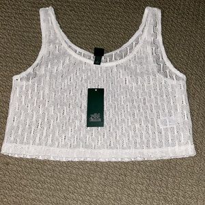 Wild Fable, white, lacy, cropped, tank, swimsuit cover up